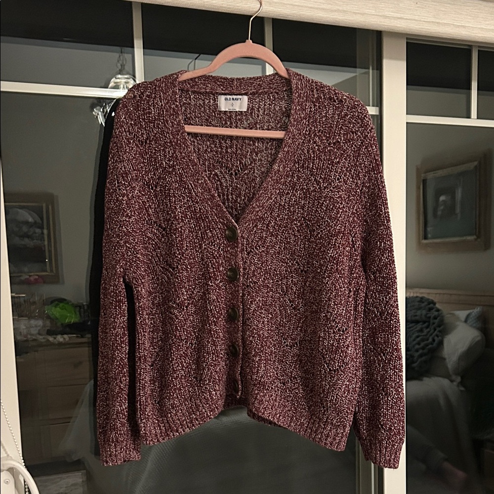 Women's Maroon Button-Up Cardigan